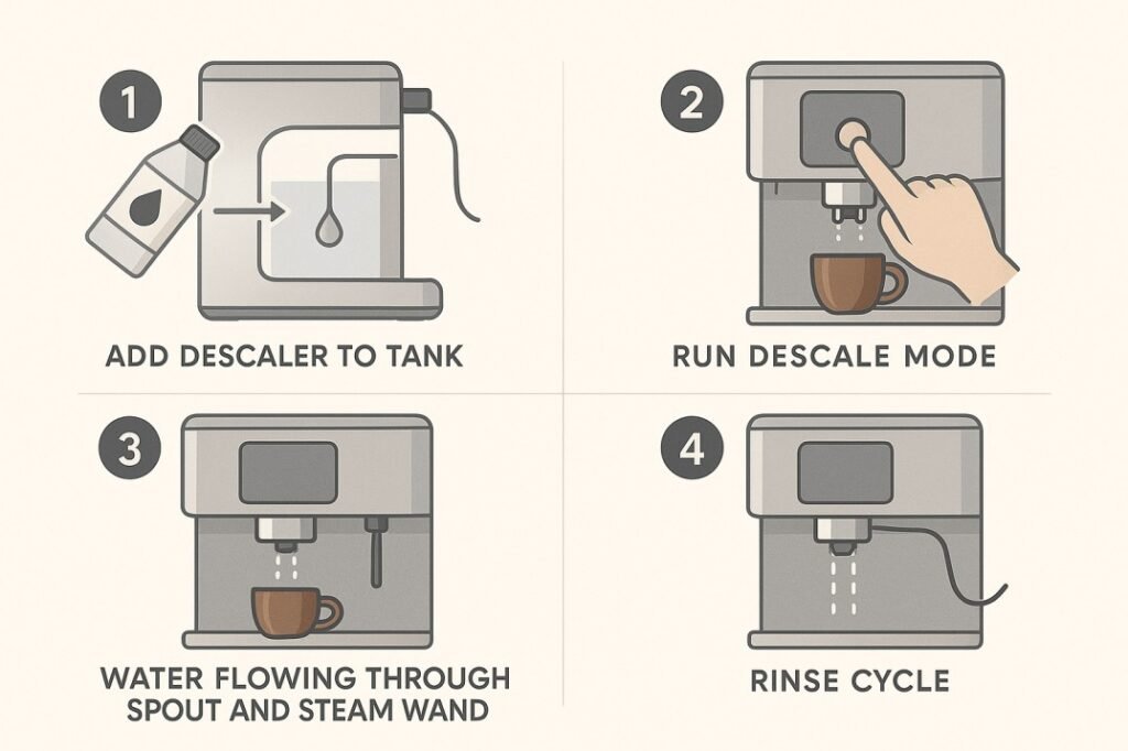 descaling instruction for delonghi coffee maker
