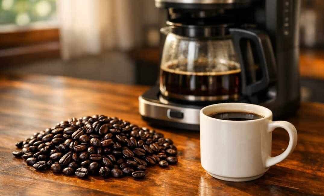 espresso-beans-with-drip-coffee-maker